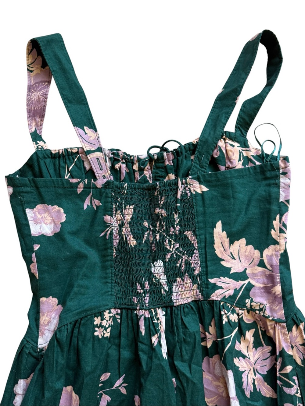 Free People Green Floral Corset Midi Dress S Cottagecore Slit Pockets Romantic - Picture 14 of 15